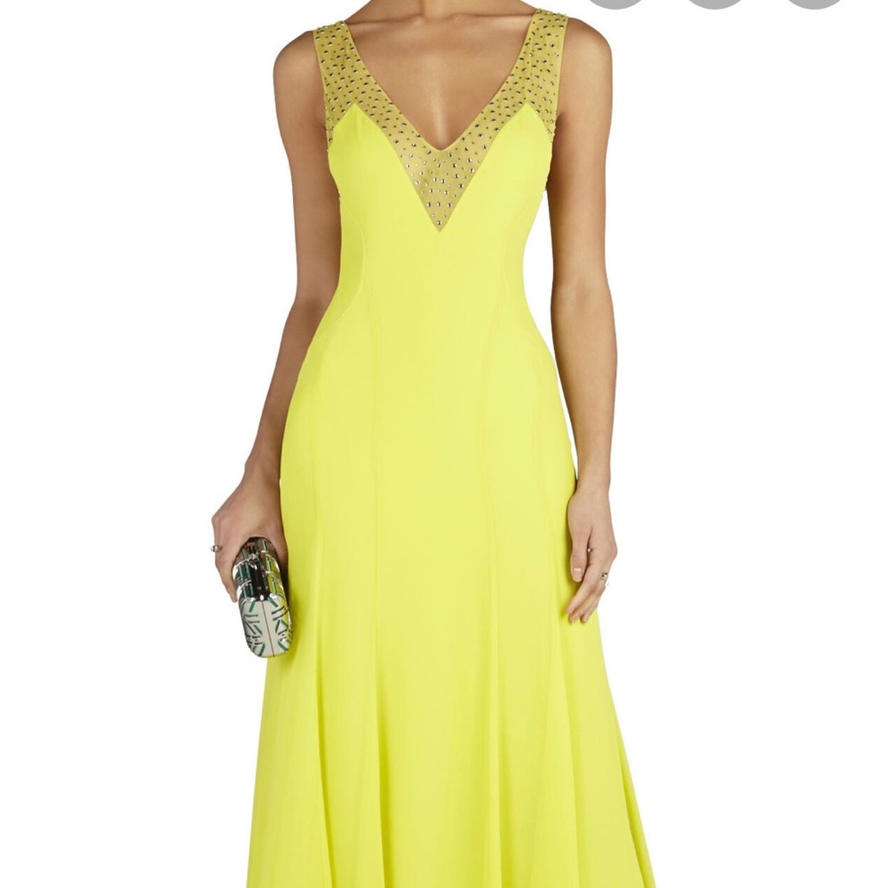 NWT BCBG Mariena Embellished Plunging V-Neck Gown